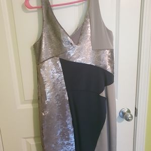 Nicole Miller silver cocktail dress size 14